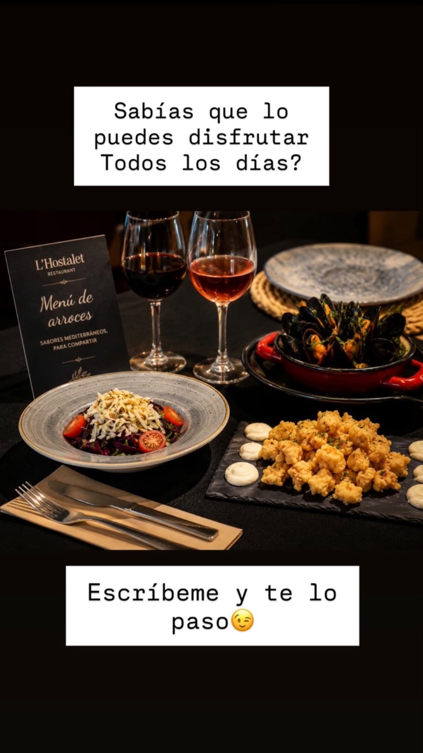 Platos y mesa de L’Hostalet